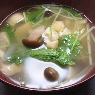 水菜とシメジのうどんスープ